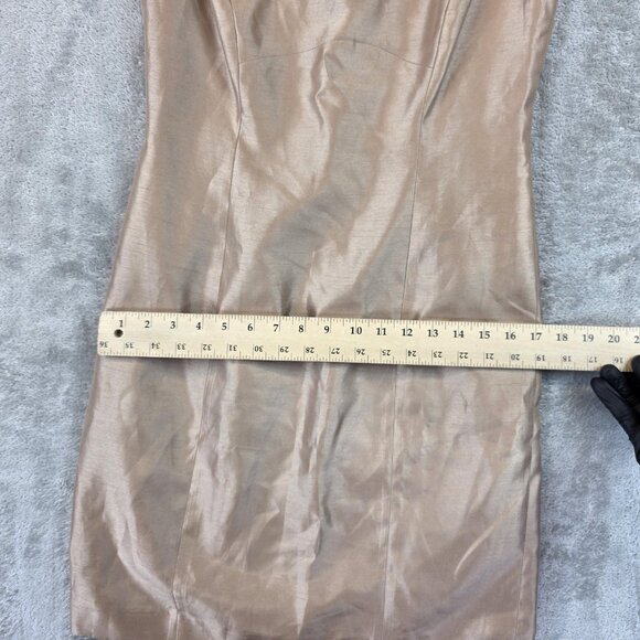 Tahari Arthur S Levine Dress Womens 4P Petite Champagne Gold Sheath Sleeveless - Picture 6 of 10